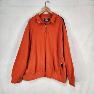 American Living 1/4 Zip Pullover Sweatshirt Mens XXL Orange Blue Pockets
